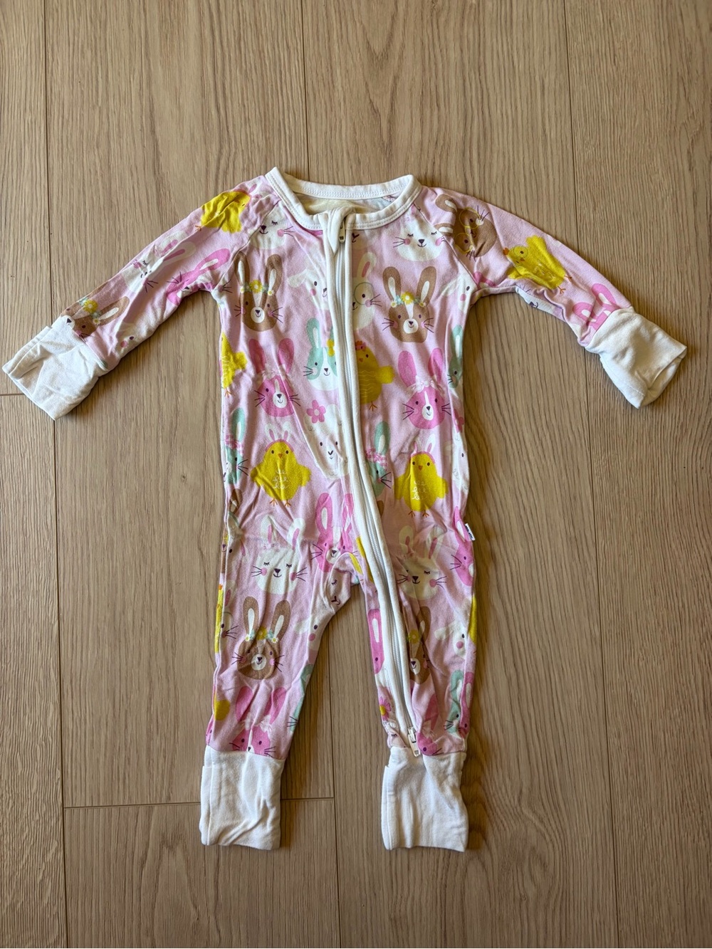 Little Sleepies Pink Bunny & Chick Print Kids One-Piece Sleeper